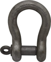 CM - 1-1/2" Nominal Chain Size, 25. Ton Alloy Steel Screw Anchor Shackle - 1-1/2" Diam, 1-5/8" Pin Diam, 5-3/4" High x 2-3/8" Wide Inside Jaw, 3-7/8" Inside Width, 3-1/2" Max Body Thickness - Benchmark Tooling