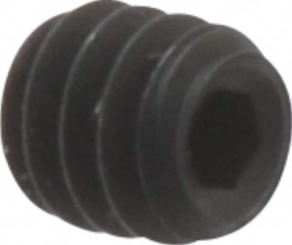 Unbrako - #2-56 UNC, 3/32" OAL, Cup Point Set Screw - Grade 8 Alloy Steel, 0.035" Key - Benchmark Tooling