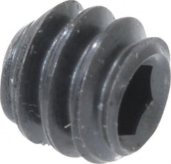 Unbrako - #6-32 UNC, 1/8" OAL, Cup Point Set Screw - Grade 8 Alloy Steel, 1/16" Key - Benchmark Tooling