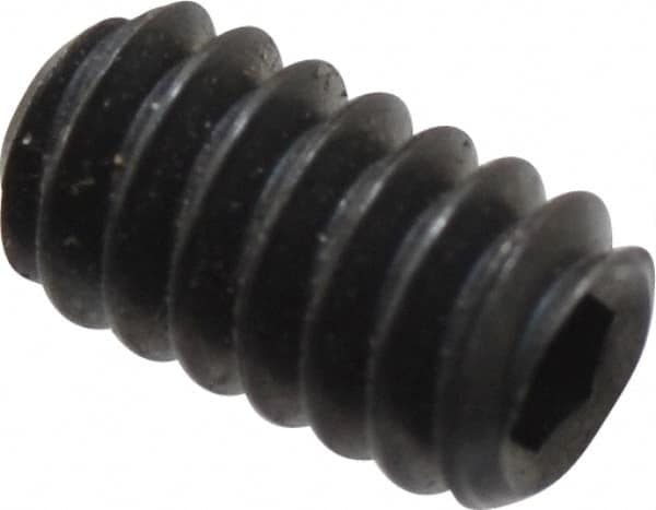 Unbrako - #6-32 UNC, 1/4" OAL, Cup Point Set Screw - Grade 8 Alloy Steel, 1/16" Key - Benchmark Tooling