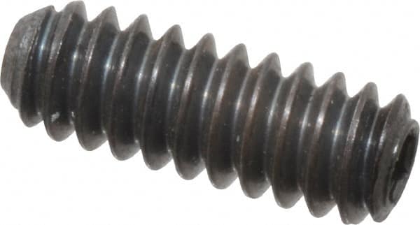 Unbrako - #6-32 UNC, 3/8" OAL, Cup Point Set Screw - Grade 8 Alloy Steel, 1/16" Key - Benchmark Tooling