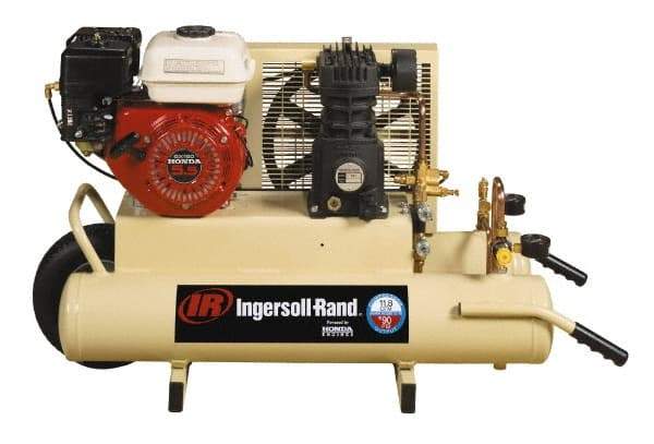 Ingersoll-Rand - 5.5 HP Stationary Gas Air Compressor - Honda Engine, Horizontal Configuration, Twin 8 Gallon, 11.8 CFM, 135 Max psi - Benchmark Tooling