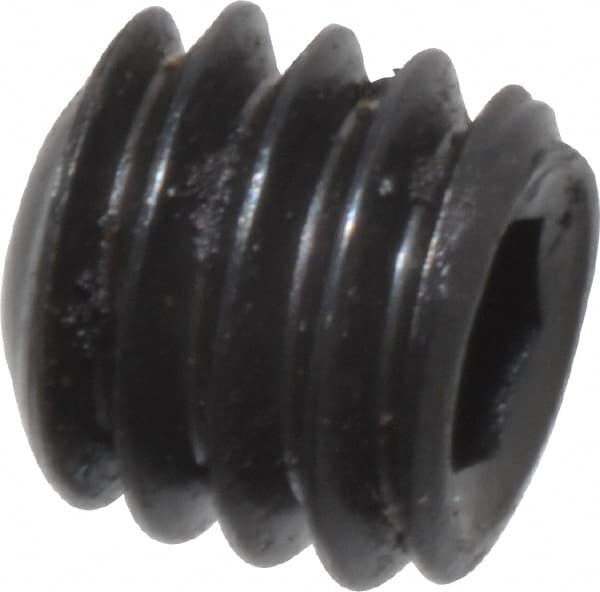 Unbrako - #6-40 UNF, 1/8" OAL, Cup Point Set Screw - Grade 8 Alloy Steel, 1/16" Key - Benchmark Tooling