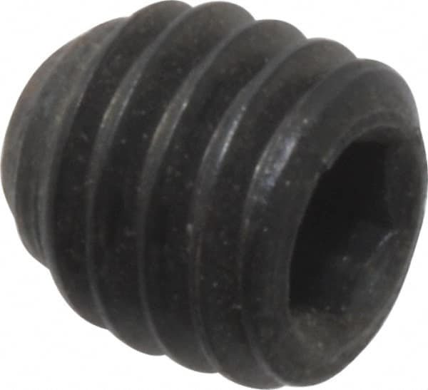 Unbrako - #10-32 UNF, 3/16" OAL, Cup Point Set Screw - Grade 8 Alloy Steel, 3/32" Key - Benchmark Tooling