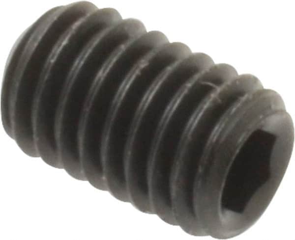 Unbrako - #10-32 UNF, 5/16" OAL, Cup Point Set Screw - Grade 8 Alloy Steel, 3/32" Key - Benchmark Tooling