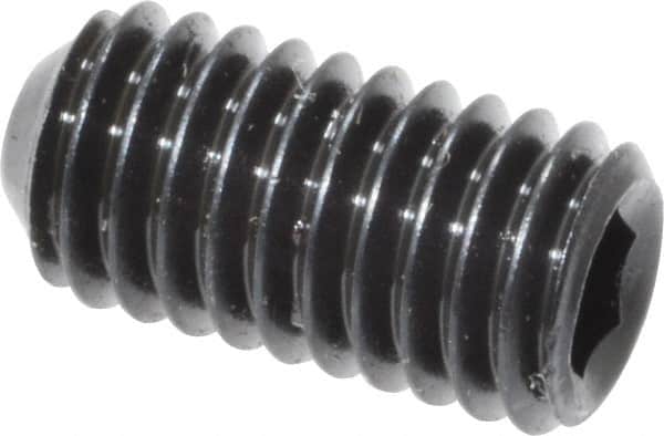 Unbrako - #10-32 UNF, 3/8" OAL, Cup Point Set Screw - Grade 8 Alloy Steel, 3/32" Key - Benchmark Tooling
