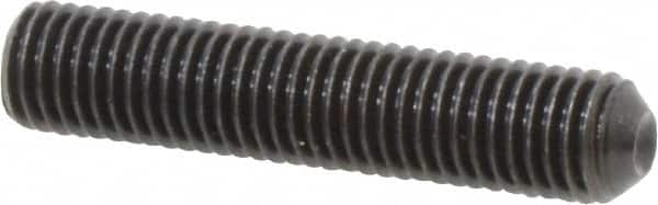 Unbrako - 1/4-28 UNF, 1-1/4" OAL, Cup Point Set Screw - Grade 8 Alloy Steel, 1/8" Key - Benchmark Tooling