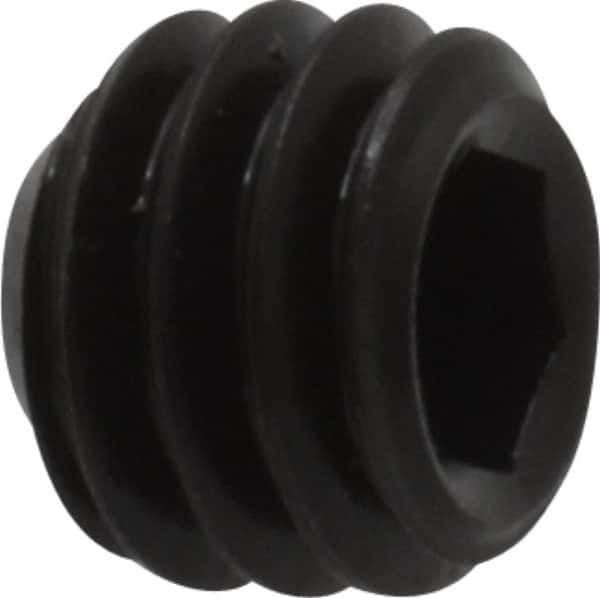 Unbrako - 5/16-18 UNC, 1/4" OAL, Cup Point Set Screw - Grade 8 Alloy Steel, 3/32" Key - Benchmark Tooling