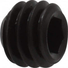 Unbrako - 5/16-18 UNC, 1/4" OAL, Cup Point Set Screw - Grade 8 Alloy Steel, 3/32" Key - Benchmark Tooling