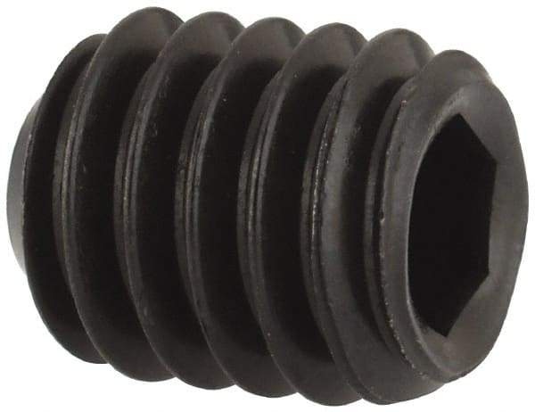 Unbrako - 5/16-18 UNC, 3/8" OAL, Cup Point Set Screw - Grade 8 Alloy Steel, 3/32" Key - Benchmark Tooling