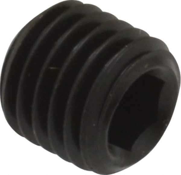 Unbrako - 5/16-24 UNF, 5/16" OAL, Cup Point Set Screw - Grade 8 Alloy Steel, 3/32" Key - Benchmark Tooling
