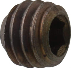 Unbrako - 3/8-16 UNC, 5/16" OAL, Cup Point Set Screw - Grade 8 Alloy Steel, 3/16" Key - Benchmark Tooling