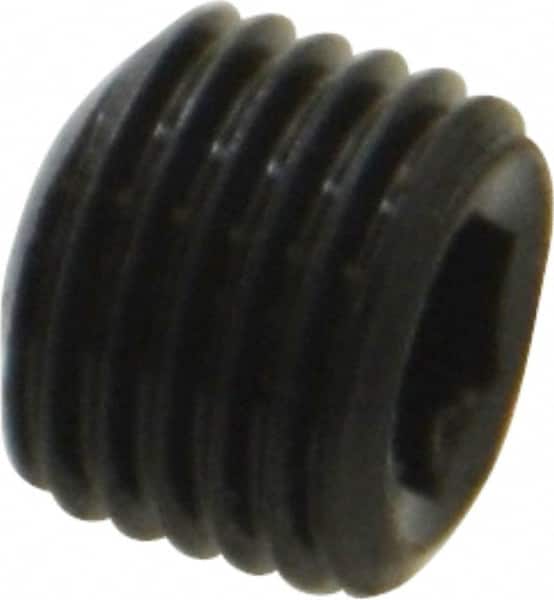 Unbrako - 3/8-24 UNF, 5/16" OAL, Cup Point Set Screw - Grade 8 Alloy Steel, 3/16" Key - Benchmark Tooling