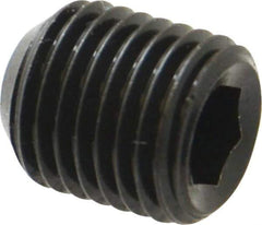 Unbrako - 7/16-20 UNF, 1/2" OAL, Cup Point Set Screw - Grade 8 Alloy Steel, 7/32" Key - Benchmark Tooling