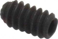 Unbrako - #6-32 UNC, 1/4" OAL, Knurled Cup Point Set Screw - Grade 8 Alloy Steel, 1/16" Key - Benchmark Tooling