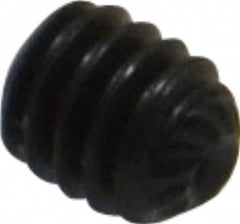 Unbrako - #8-32 UNC, 3/16" OAL, Knurled Cup Point Set Screw - Grade 8 Alloy Steel, 5/64" Key - Benchmark Tooling
