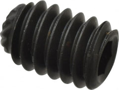 Unbrako - #8-32 UNC, 1/4" OAL, Knurled Cup Point Set Screw - Grade 8 Alloy Steel, 5/64" Key - Benchmark Tooling