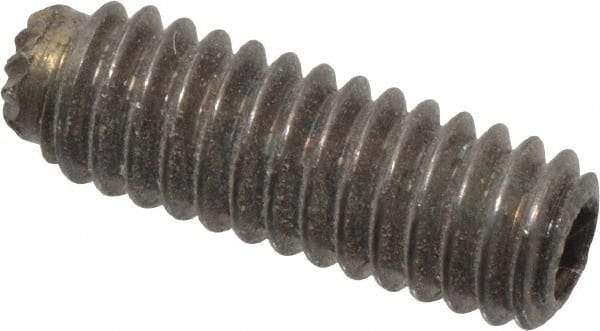 Unbrako - #8-32 UNC, 1/2" OAL, Knurled Cup Point Set Screw - Grade 8 Alloy Steel, 5/64" Key - Benchmark Tooling