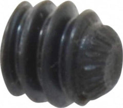 Unbrako - #10-24 UNC, 3/16" OAL, Knurled Cup Point Set Screw - Grade 8 Alloy Steel, 3/32" Key - Benchmark Tooling