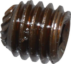 Unbrako - #10-32 UNF, 3/16" OAL, Knurled Cup Point Set Screw - Grade 8 Alloy Steel, 3/32" Key - Benchmark Tooling