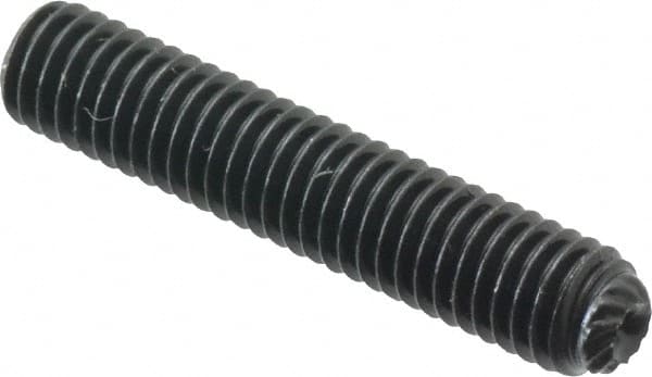 Unbrako - #10-32 UNF, 1" OAL, Knurled Cup Point Set Screw - Grade 8 Alloy Steel, 3/32" Key - Benchmark Tooling