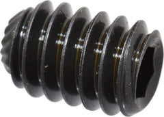 Unbrako - 1/4-20 UNC, 3/8" OAL, Knurled Cup Point Set Screw - Grade 8 Alloy Steel, 1/8" Key - Benchmark Tooling