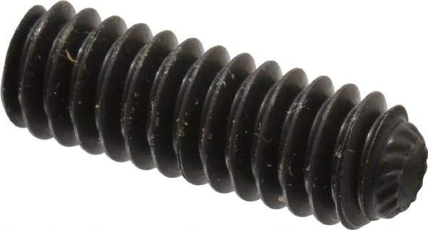 Unbrako - 1/4-20 UNC, 3/4" OAL, Knurled Cup Point Set Screw - Grade 8 Alloy Steel, 1/8" Key - Benchmark Tooling