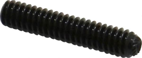 Unbrako - 1/4-20 UNC, 1-1/4" OAL, Knurled Cup Point Set Screw - Grade 8 Alloy Steel, 1/8" Key - Benchmark Tooling
