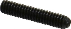 Unbrako - 1/4-20 UNC, 1-1/4" OAL, Knurled Cup Point Set Screw - Grade 8 Alloy Steel, 1/8" Key - Benchmark Tooling