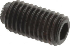 Unbrako - 1/4-28 UNF, 1/2" OAL, Knurled Cup Point Set Screw - Grade 8 Alloy Steel, 1/8" Key - Benchmark Tooling