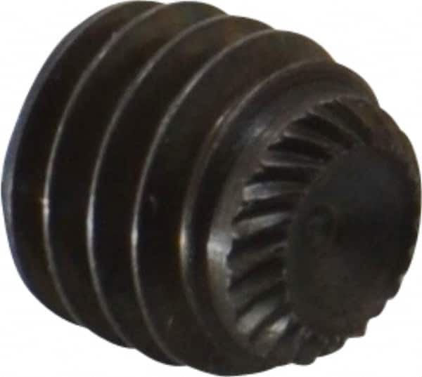 Unbrako - 3/8-16 UNC, 3/8" OAL, Knurled Cup Point Set Screw - Grade 8 Alloy Steel, 3/16" Key - Benchmark Tooling