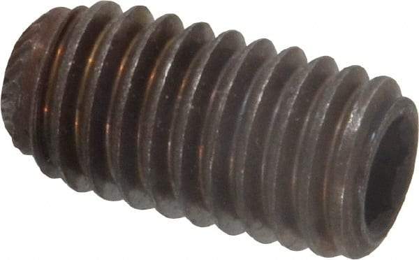 Unbrako - 3/8-16 UNC, 3/4" OAL, Knurled Cup Point Set Screw - Grade 8 Alloy Steel, 3/16" Key - Benchmark Tooling