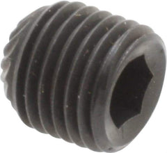 Unbrako - 3/8-24 UNF, 3/8" OAL, Knurled Cup Point Set Screw - Grade 8 Alloy Steel, 3/16" Key - Benchmark Tooling