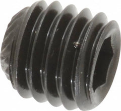 Unbrako - 1/2-13 UNC, 1/2" OAL, Knurled Cup Point Set Screw - Grade 8 Alloy Steel, 1/4" Key - Benchmark Tooling