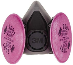 3M - Size M, P100 NIOSH Filter Rating, Thermoplastic Elastomer, Half Mask Facepiece Respirator Assembly - Protection from Oil and Non-Oil Based Particles, 2 Point Suspension - Benchmark Tooling