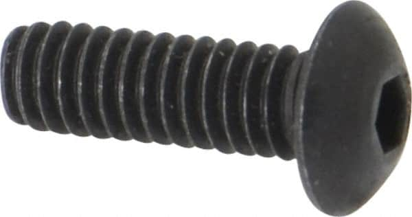 Unbrako - #8-32 UNC Hex Socket Drive, Button Screw - Alloy Steel, Black Oxide Finish, 1/2" Length Under Head - Benchmark Tooling