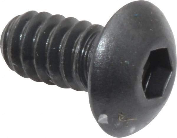 Unbrako - #10-24 UNC Hex Socket Drive, Button Screw - Alloy Steel, Black Oxide Finish, 3/8" Length Under Head - Benchmark Tooling