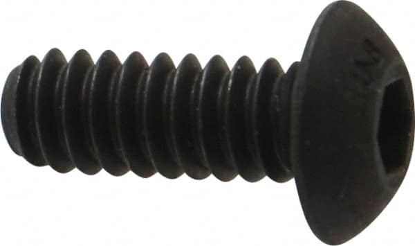 Unbrako - #10-24 UNC Hex Socket Drive, Button Screw - Alloy Steel, Black Oxide Finish, 1/2" Length Under Head - Benchmark Tooling