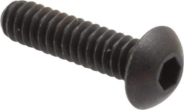 Unbrako - #10-24 UNC Hex Socket Drive, Button Screw - Alloy Steel, Black Oxide Finish, 3/4" Length Under Head - Benchmark Tooling