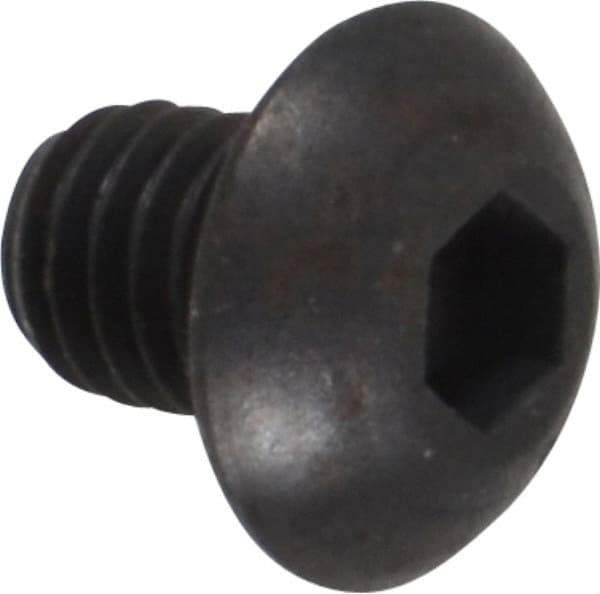 Unbrako - #10-32 UNF Hex Socket Drive, Button Screw - Alloy Steel, Black Oxide Finish, 1/4" Length Under Head - Benchmark Tooling