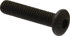 Unbrako - #10-32 UNF Hex Socket Drive, Button Screw - Alloy Steel, Black Oxide Finish, 7/8" Length Under Head - Benchmark Tooling