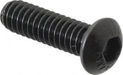 Unbrako - 1/4-20 UNC Hex Socket Drive, Button Screw - Alloy Steel, Black Oxide Finish, 7/8" Length Under Head - Benchmark Tooling