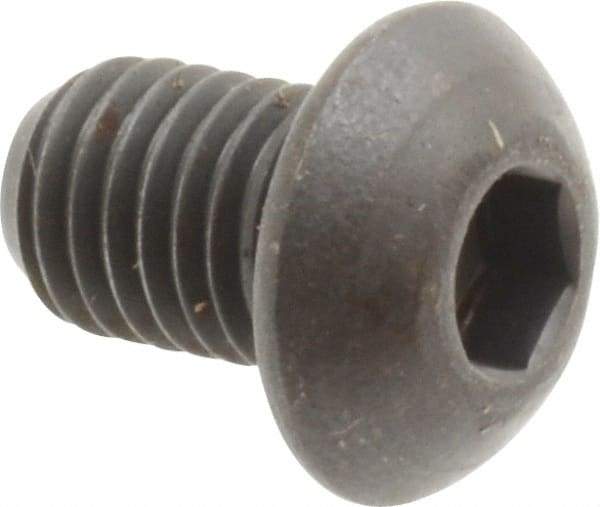 Unbrako - 1/4-28 UNF Hex Socket Drive, Button Screw - Alloy Steel, Black Oxide Finish, 3/8" Length Under Head - Benchmark Tooling