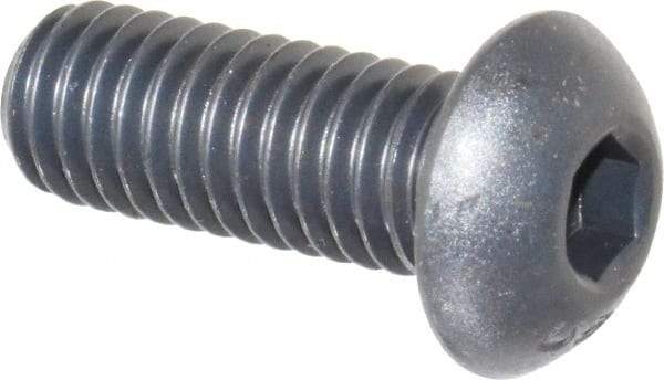 Unbrako - 3/8-16 UNC Hex Socket Drive, Button Screw - Alloy Steel, Black Oxide Finish, 1" Length Under Head - Benchmark Tooling