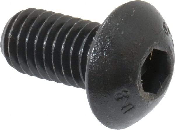 Unbrako - M5x0.80 Metric Coarse Hex Socket Drive, Button Screw - Alloy Steel, Black Oxide Finish, 10mm Length Under Head - Benchmark Tooling