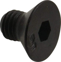 Unbrako - 1/4-28 UNF Hex Socket Drive, 82° Flat Screw - Alloy Steel, Black Oxide Finish, 3/8" OAL - Benchmark Tooling