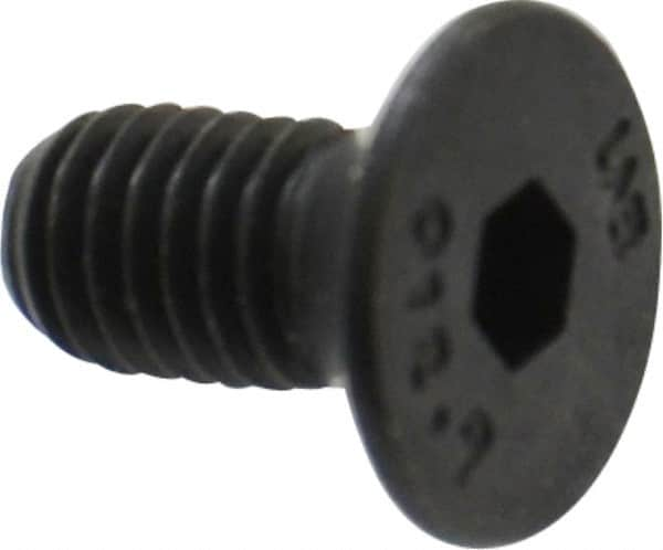 Unbrako - M5x0.80 Metric Coarse Hex Socket Drive, 90 to 92° Flat Screw - Grade 12.9 Alloy Steel, Black Oxide Finish, 10mm OAL - Benchmark Tooling