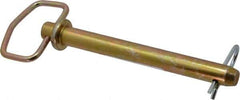 Made in USA - 3/4" Pin Diam, 7" Long, Zinc Plated Steel Pull Ring Hitch Pin - 6-1/4" Usable Length - Benchmark Tooling