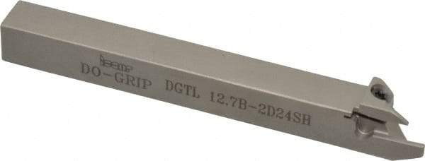 Iscar - External Grooving/Parting, 0.95mm Max Cut of Depth, 0.075" Min Groove Width, 4.7" OAL, Left Hand Indexable Grooving Cutoff Toolholder - 1/2" Shank Height x 1/2" Shank Width, DG. 1../DG. 2.. Insert Style, DGT Toolholder Style, Series Do Grip - Benchmark Tooling