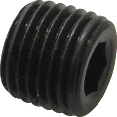 Unbrako - 1/4-18, 7/16" OAL, Alloy Steel Socket Pressure Plug - 3/4" Taper per Foot, 1/4" Hex Key - Benchmark Tooling